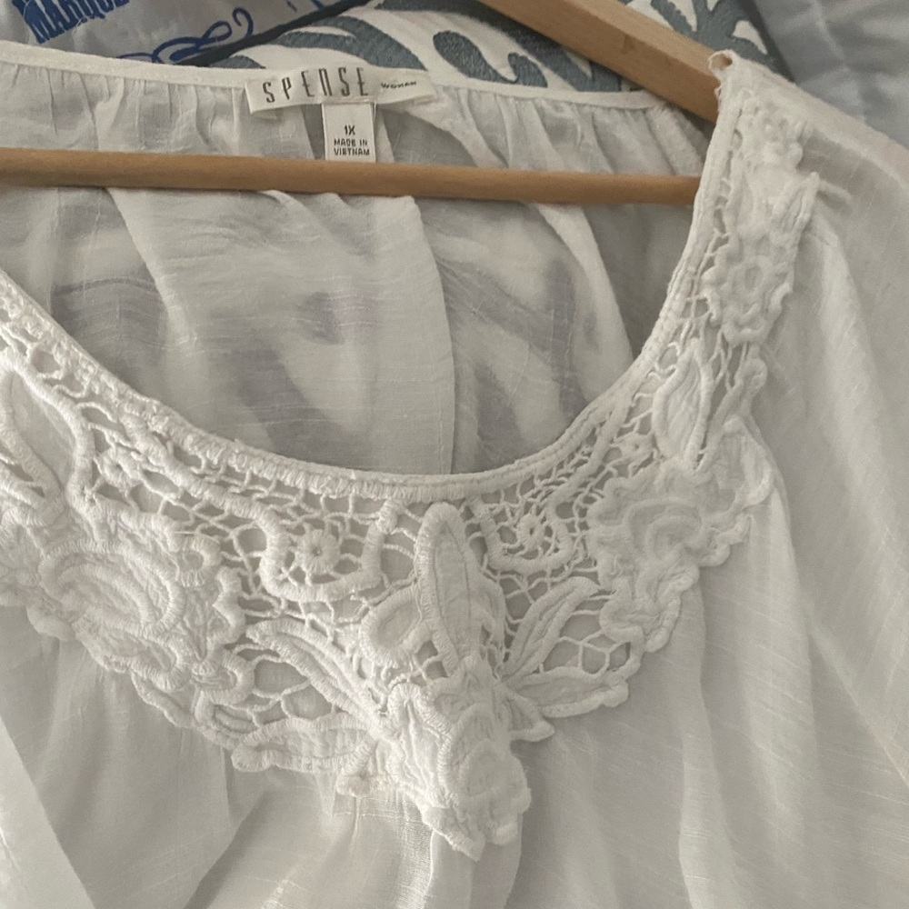 Spense White Lace Detail Women's Robe - Picture 2 of 14